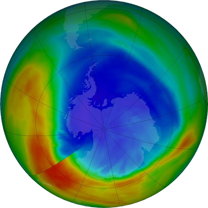 Antarctic ozone map for 06 September 2025